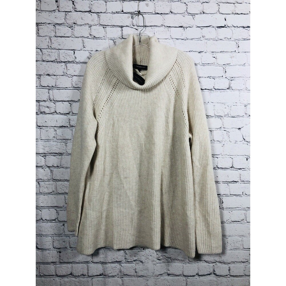 Lane Bryant Women's Cowl Neck Ribbed Knit Sweater Cream Size 18/20‎